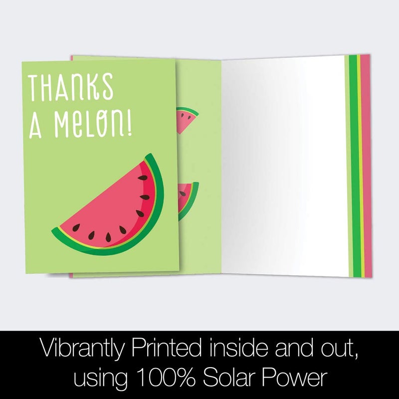 Tree-Free Greetings - Thank You Cards - Artful Designs - 12 Cards + White Envelopes - Made in USA - 100% Recycled Paper - 4 x 6 - Thanks a Melon (TK30404) - Image 3
